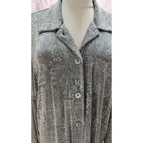 Vtg CHICO'S DESIGN Gray Silver Travelers Knit Top Blouse Slinky Sz 1 Pottery - Picture 2 of 5